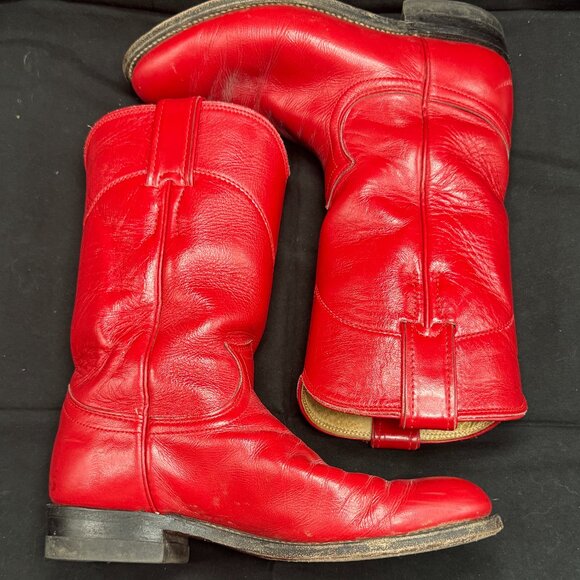Vintage Women's Justin Red Roper Western Cowgirl Boots size 5 with Box - Picture 1 of 10